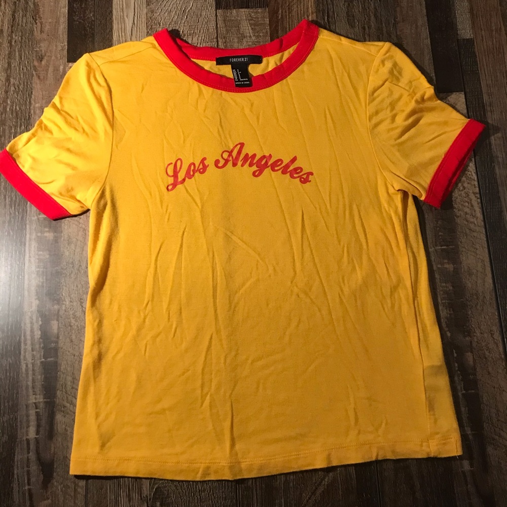 Los Angeles Forever 21 Mustard/Red Crop top